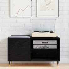 Meuble à disques vidaXL aspect chêne noir 85 x 38 x 48 cm - Noir - Voir 4