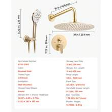 Pommes de douche fixes - Gebürstetes Gold Rund 10 Zoll - Voir 6