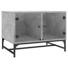 Table basse vidaXL avec portes vitrées, gris béton, 68,5 x 50 x 50 cm - Gris - Voir 4