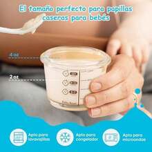 Juego de 6 Recipientes para congelación de alimentos,Recipientes para papillas de bebe,Tarro de comida pequeño reutilizable a prueba de fugas de 4 onzas,Apto para frigorífico,microondas y lavavajillas - / - Ver 6