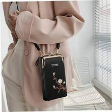 Crossbody Wallets Women, Embroidered Crossbody Wallet with Mobile Cell Phone Holder, Aesthetic Small Phone Purse - inicial - Ver 3