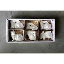 Creative Co-op DE5750 Cottage Chic Ceramic Bunnies in a Box Set of 6 2.5-Inch - Conejitos - Ver 3