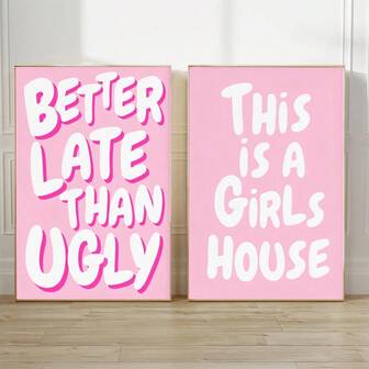 1 pieza/2 piezas Pósteres y impresiones de arte feo minimalista y lindo, decoración de sala de estar, póster rosado femenino, estética rosada, decoraciones rosadas para dormitorio, decoración de pared de lienzo lindo, sin marco, regalos de arte de pared para cumpleaños y graduación