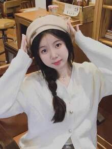 Beret For Women, Autumn And Winter, Japanese Retro, Versatile, Lettered, Face-Slimming, Octagonal Hat, Pumpkin Hat. Black Beret Hat,Summer,Beach - Multicolor - View 6