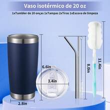 Termo de Acero Inoxidable Aislado al Vacío de 20 Onzas, Azul - Ideal para Trabajo, Viajes y Hogar, Regalo de Navidad - Azul - Ver 6