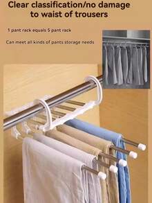 Giá treo quần gấp gọn chống trượt, phù hợp cho ký túc xá/nhà thuê/căn hộ nhỏ, chất liệu thép không gỉ + nhựa cao cấp, thiết kế liền mạch tiết kiệm không gian, giá treo quần nhiều tầng, 1 bộ. - trắng - Xem 5