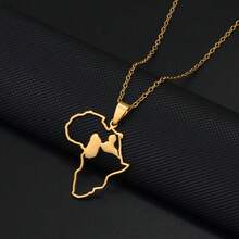 1 chiếc vòng cổ mặt dây chuyền hình bản đồ châu Phi với Guadeloupe và Mayotte, kích thước 3.5CM, dành cho nữ và bé gái, làm bằng thép không gỉ. - Nhiều màu - Xem 6