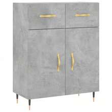 Larryhot Credenza Grigio Cemento 69,5x34x180 cm in Legno Multistrato,Robusto e durevole, facile da montare, la scelta ideale per l'arredamento della casa - Grigio - Visualizzare 6