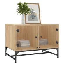 Tavolino vidaXL con ante in vetro, rovere Sonoma, 68,5x50x50 cm - Castano - Visualizzare 1