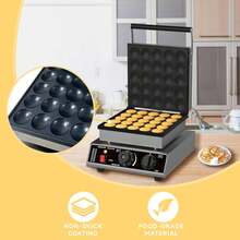Mini máquina holandesa para hacer panqueques, 1750 W, con tapa y control de temperatura y tiempo, ideal para cocinas caseras y restaurantes. - Negro - Ver 4