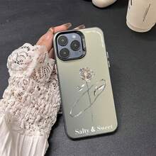 Platinum Rose Phone case For  17 16 16E 15 14 13 12 11 Pro Max 17 Air 16 Plus Tpu soft edge all inclusive protection, high aluminum tempered glass sheet is durable and always popular in the market - Concha de cristal colorida, concha plateada, D28, SKUSlice2 - Ver 5