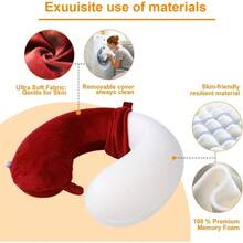 Travel Pillow, Foam U Shaped Neck Pillow, Lightweight Portable Headrest Great Airplane, Car, Home, Office, Sleeping Rest - Rượu vang đỏ - Xem 5