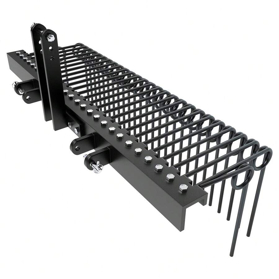 Negro Rastrillo de Paja de Pino de Acero de 1.83m, para Jardín y Campo - Negro - Ver 1