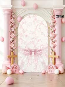 1pc/65pcs 2D Flat Pink Bow Decor Party Arch Backdrop Cover, Party Arch Zipper Closure Arch Support Cover, Decorative Elastic Fabric - Ideal For Holidays, Outdoor Lawn Parties And Events. Party Arch Decor, Event Backdrop Decor, Party Decor, Party Arch, Holiday Decor (Arch Stand Not Included) - Multicolor 01 - View 6
