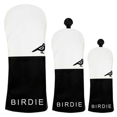 Golf Club Headcovers, Featuring Classic Black And White Color Block, Decorated With Bird Patterns, Simple And Stylish, Suitable For Different Clubs, Refreshing The Look Of Your Golf Bag.