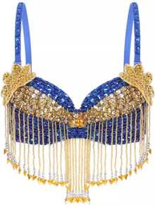 1 chiếc áo croptop múa bụng đính sequin dành cho nữ, áo lót đính sequin, thích hợp cho các lễ hội âm nhạc và hộp đêm, có nhiều màu sắc, một cỡ phù hợp với cúp ngực 36/80B. - Nhiều màu - Xem 16