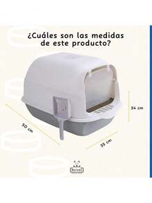 Enclosed Cat Litter Box With Cleaning Scoop And Sanitary Filter - 灰色 - 查看 3