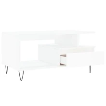 Table basse vidaXL blanche 90x49x45 cm, matériau à base de bois - Blanc - Voir 7