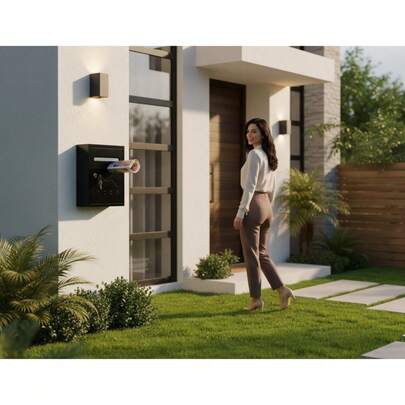 Metalowa skrzynka pocztowa do montażu na ścianie z zamkiem, trwała stalowa skrzynka pocztowa do domu i biura, 26*20*7,5 cm, odporna na warunki atmosferyczne, kolor szary