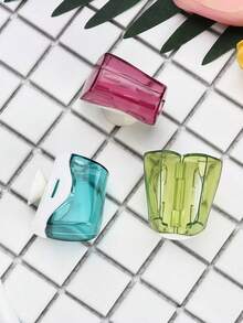 1个旅行吸盘式牙刷盒 - 防尘保护套 - 可折叠开合式牙刷头收纳盒 - 淺藍色 - 查看 4