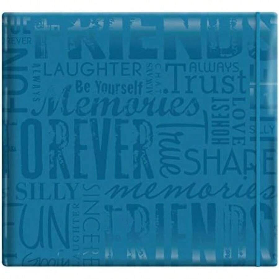 MBI by MCS Embossed Gloss Expressions 12-Inch by 12-Inch Page Top Load Scrapbook, Teal, Embossed "Friends", 13.2 x 12.5 Overall(Verde azulado) - Multicolor - Ver 1