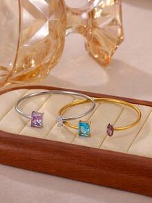 Customized Birthstone Bracelet, Gold Color, Personalized Mother's Bracelet, Inlaid With Exquisite Gemstones, Minimalist Stainless Steel Jewelry, Gift For Best Friend