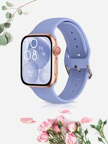 1pc Unisex Fashion T-Shaped Design U-Buckle Solid Color Silicone Watch Band, Soft Comfortable Breathable Wrist Strap Replacement For 38mm 40mm 41mm 45mm 44mm 42mm 49mm Smartwatch Series SE/8/7/6/5/4/3/2/1 Accessories - Lavender - View 11
