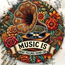 CIF BUY FARISTAR Vintage Music Wall Decor 8x8 Inch Round Metal Tin Sign - Retro Feelings Sound & Vinyl Record Themed Art For Home, Bar, - 彩色 - 查看 4