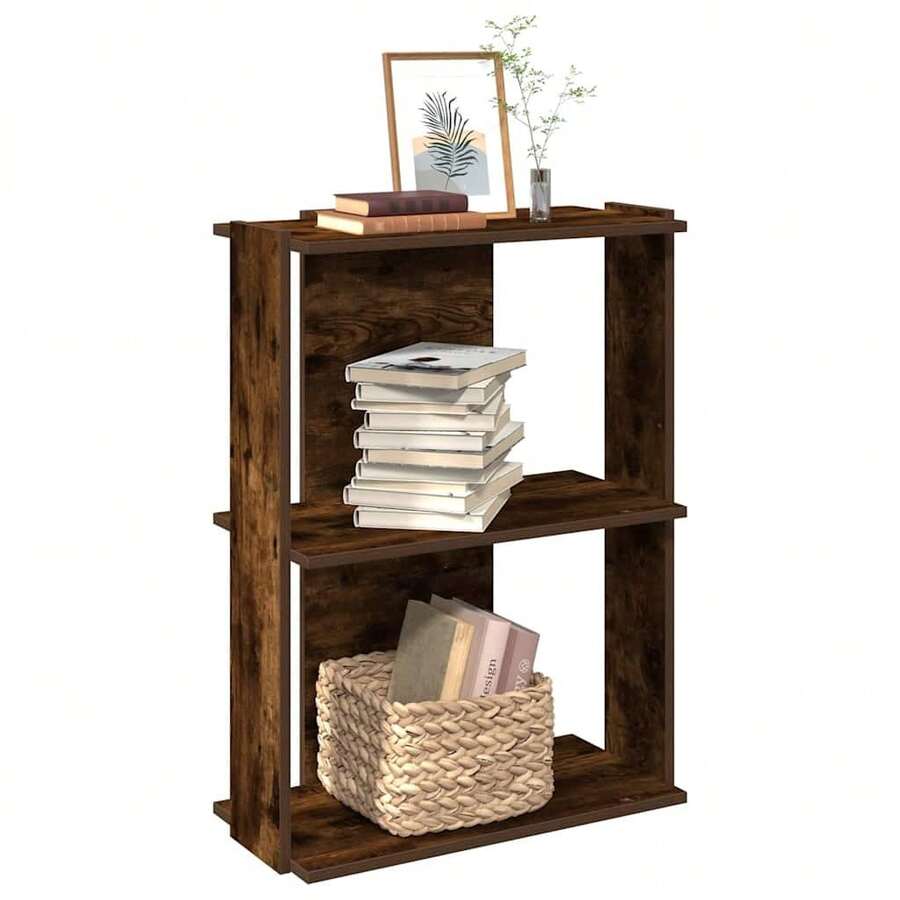 Bibliothèque vidaXL 3 étagères Chêne fumé 60x30x80 cm Matériau à base de bois - Tabac - Voir 1