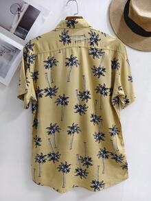 Men's Hawaiian Floral Beach Shirt, Summer Style, Short Sleeve, Button-Down, 100% Viscose Fabric (Shrinks A Little). - Rượu sâm banh - Xem 2