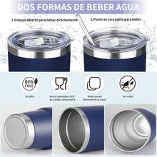 Termo de Acero Inoxidable Aislado al Vacío de 20 Onzas, Azul - Ideal para Trabajo, Viajes y Hogar, Regalo de Navidad - Azul - Ver 4