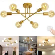 A Piece OfModern  Chandelier Ceiling Light Fixtures,6-Lights Industrial Metal Semi Flush Mount Ceiling Light For Bedroom Dining Room Living Room Kitchen Hallway 5 Colors To Choose From - 6-light Chandelier - View 3