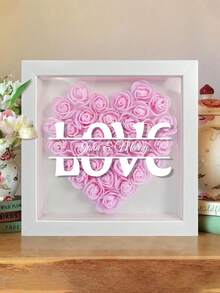 1pc Custom Love Rose Shadow Box, Personalized Couple Name And Custom Made Perfect Valentione's Day, Anniversary Gift, Rose Shadow Box Gift For Loved One - Multicolor - View 14