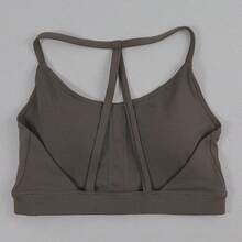 Sujetador deportivo desmontable transpirable para ejercicio de gimnasio para mujer con tirantes finos Triangular parte de atrás bonita sujetador de Yoga Sexy - Gris - Ver 12