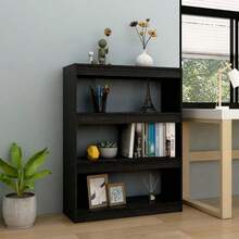 vidaXL Bücherregal/Raumteiler Schwarz 100x30x103 cm Kiefer Massivholz - Schwarz - Übersicht 3