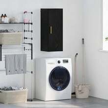 Armario de pared vidaXL, aspecto roble negro, 34,5 x 34 x 90 cm - Negro - Ver 2