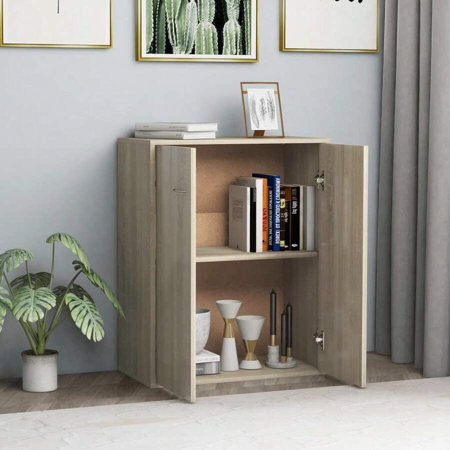 Aparador vidaXL Sonoma Roble 60x30x75 cm Material a base de madera - Marrón - Ver 1