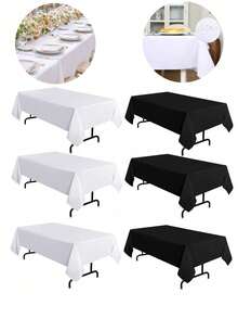 Bộ 6 khăn trải bàn nhựa dùng một lần, phù hợp với bàn hình chữ nhật, chống bám bẩn, chống nhăn, chống thấm nước, chống dầu mỡ, thích hợp cho các bữa tiệc, sự kiện và đám cưới, có thể sử dụng trong nhà và ngoài trời. - Nhiều màu - Xem 3
