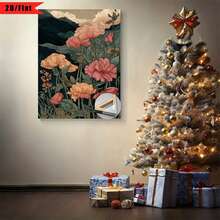 Enmarcado [2D Plano] 1 Pieza Patrón de Estilo Vintage, Representando un Jardín Exuberante| Pintura de arte en lienzo plano 2D, adecuada para decoración de regalos de Acción de Gracias y otras festividades, perfecta para decoración de hogar, habitación, sala de estar, dormitorio, baño, Halloween, marco de madera, se puede colgar directamente, no necesita instalación. - Multicolor - Ver 7
