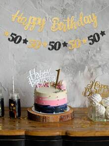一套黑金生日横幅，18/21/30/40/60/70/50岁生日快乐悬挂横幅，18/21/30/40/60/70/50岁生日派对背景装饰，生日庆祝用品，生日家居装饰，墙面装饰，生日拍照道具，房间装饰 - 黑金生日 - 查看 7