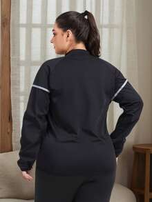 1pc Plus Size Women Sauna Top, Slimming Activewear Shirt - Black - View 5