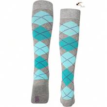 Mysocks Unisex Knee High Long Socks Argyle,4-7,MintTurquoiseonAsh - MintTurquoiseonAsh - View 5