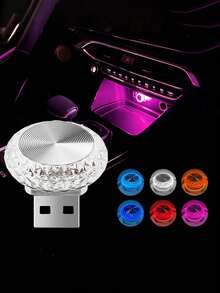 1 件车载 USB 氛围灯，迷你便携式 LED 氛围装饰灯，派对环境造型灯，适用于汽车内饰配件，紫色/蓝色/白色/红色 - 彩色 - 查看 10