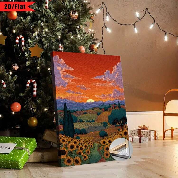 1 Pieza de Pintura de Paisaje de Viñedo con Marco - Realista y Vida Real, Adecuada para Lienzo Decorativo de Paisaje de Viñedo, Regalos de Acción de Gracias y Festividades, Instalación con Gancho (Aplicable a Sala de Estar, Dormitorio, Baño), Diseño Plano 2D, Se Ajusta Perfectamente a la Decoración de la Habitación, Se Puede Colgar Directamente, No Requiere Instalación - Multicolor - Añade 6