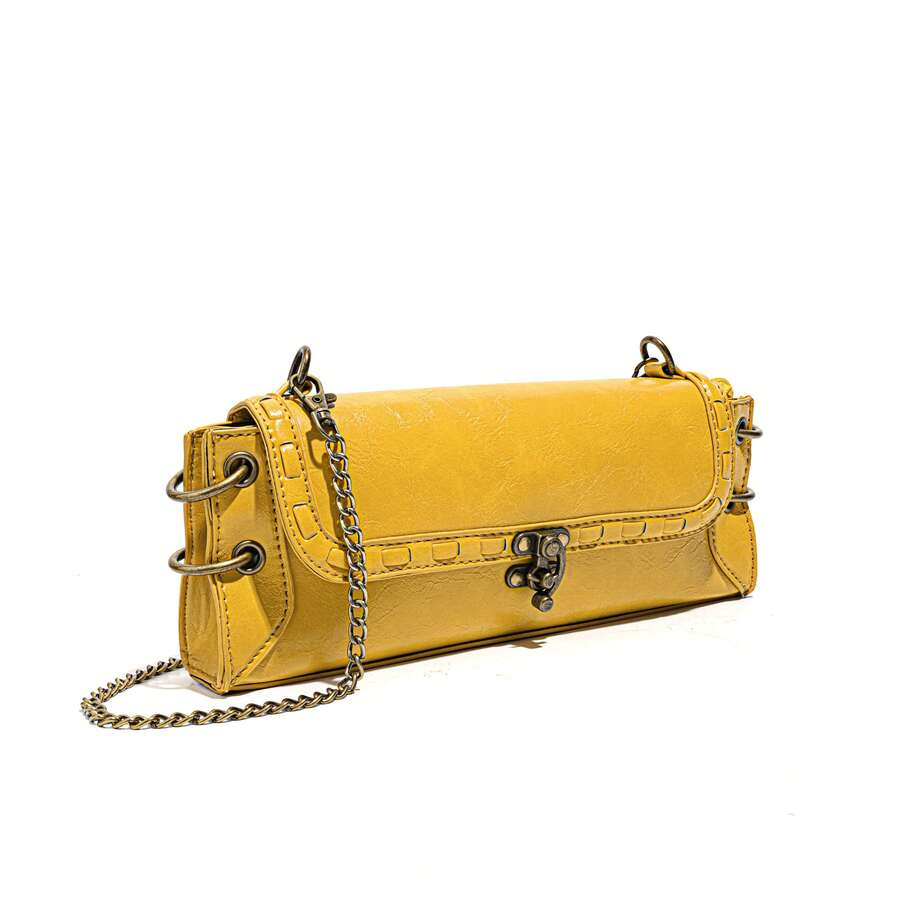 Fashionable Versatile Shoulder Bag, Crossbody Bag, Clutch, Bull Bag, Yellow - Yellow - View 1