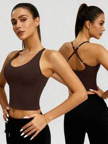 Soyun Damen Yoga Einteiler Ärmellos Cami BH Sport BH für Sport und Outdoor Yoga