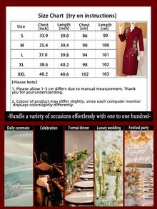 Elegant And Casual Women's Dresses For Spring/Summer 2026. A Sophisticated And Luxurious Evening Gown For Mothers' Weddings, Featuring A Lining, V-Neck, Elaborate Beading And Star Patterns, And A Back Zipper. Suitable For Weddings, Guest Appearances, Everyday Wear, Casual Occasions, Parties, Formal Events, Engagements, Ceremonies, Social Occasions, Birthday Parties, And Evening Banquets. - 酒紅色 - 查看 3