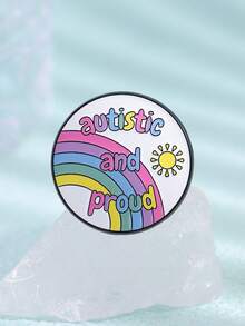 Rainbow Sun Autistic And Proud Enamel Brooch Autism Awareness Metal Pin Bag Decor Accessory - Multicolor - View 6