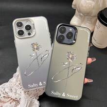 Platinum Rose Phone case For  17 16 16E 15 14 13 12 11 Pro Max 17 Air 16 Plus Tpu soft edge all inclusive protection, high aluminum tempered glass sheet is durable and always popular in the market - Concha de cristal colorida, concha plateada, D28, SKUSlice2 - Ver 1