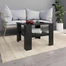 Mesa de centro vidaXL negra, 60x60x42 cm, material a base de madera. - Negro - Ver 2